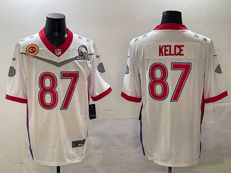 Men Kansas City Chiefs #87 Kelce White All star 2025 Nike Vapor Limited NFL Jersey style 5